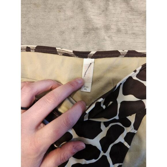Victoria's Secret Swim XL Scoop Bikini Bottom Brown White Giraffe Print - Picture 2 of 3